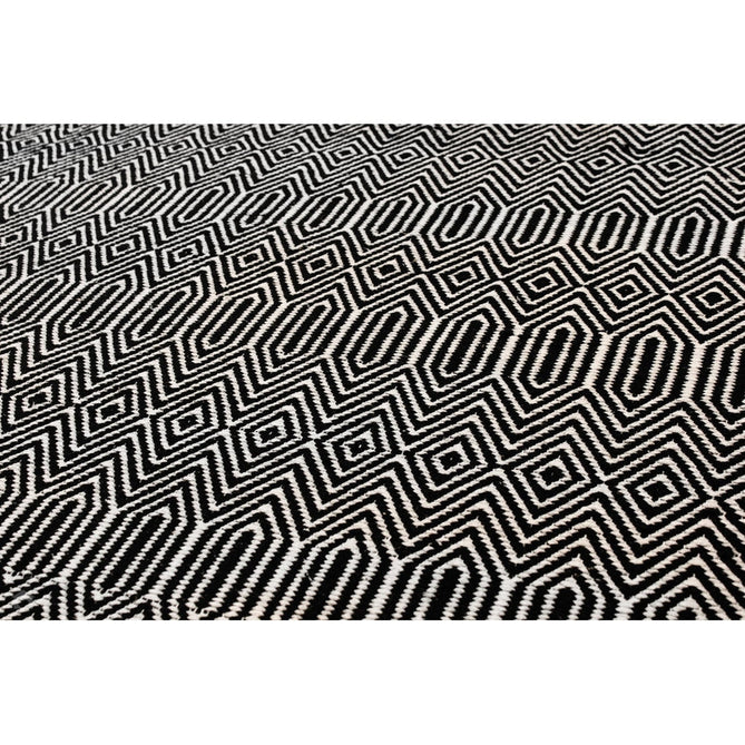 Sloan Modern Duo-Tone Geometric Diamond Hand-Woven Soft-Touch Durable Textured Wool & Cotton Blend Flatweave Black/Cream Rug-Asiatic Carpets-Rug Love - The Most Loved Rug Store
