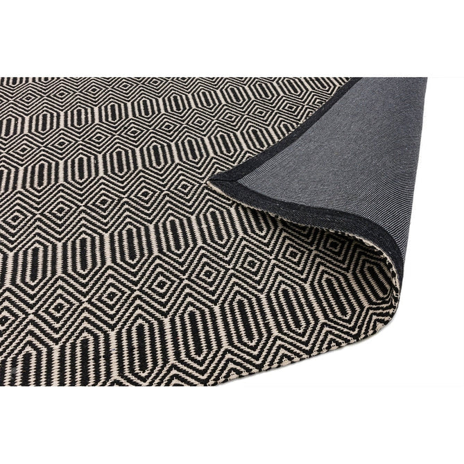 Sloan Modern Duo-Tone Geometric Diamond Hand-Woven Soft-Touch Durable Textured Wool & Cotton Blend Flatweave Black/Cream Rug-Asiatic Carpets-Rug Love - The Most Loved Rug Store