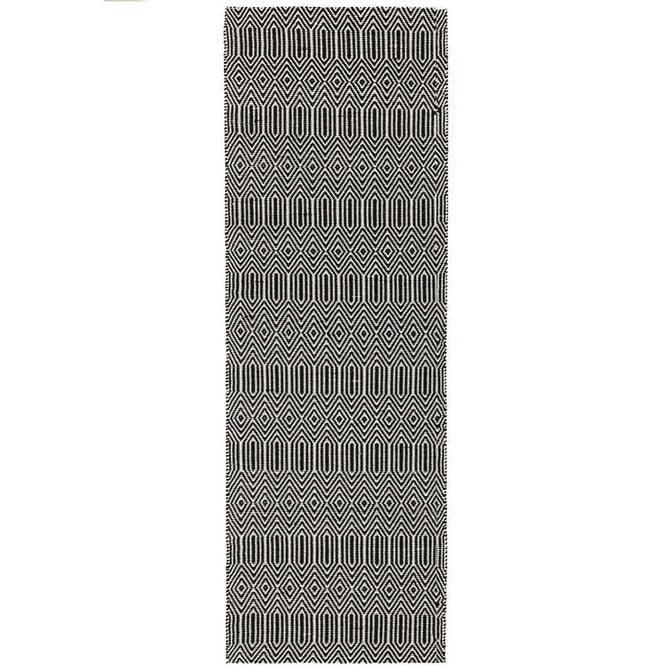 Sloan Modern Duo-Tone Geometric Diamond Hand-Woven Soft-Touch Durable Textured Wool & Cotton Blend Flatweave Black/Cream Rug-Asiatic Carpets-Rug Love - The Most Loved Rug Store