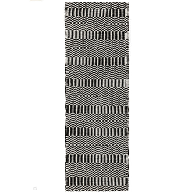 Sloan Modern Duo-Tone Geometric Diamond Hand-Woven Soft-Touch Durable Textured Wool & Cotton Blend Flatweave Black/Cream Rug-Asiatic Carpets-Rug Love - The Most Loved Rug Store