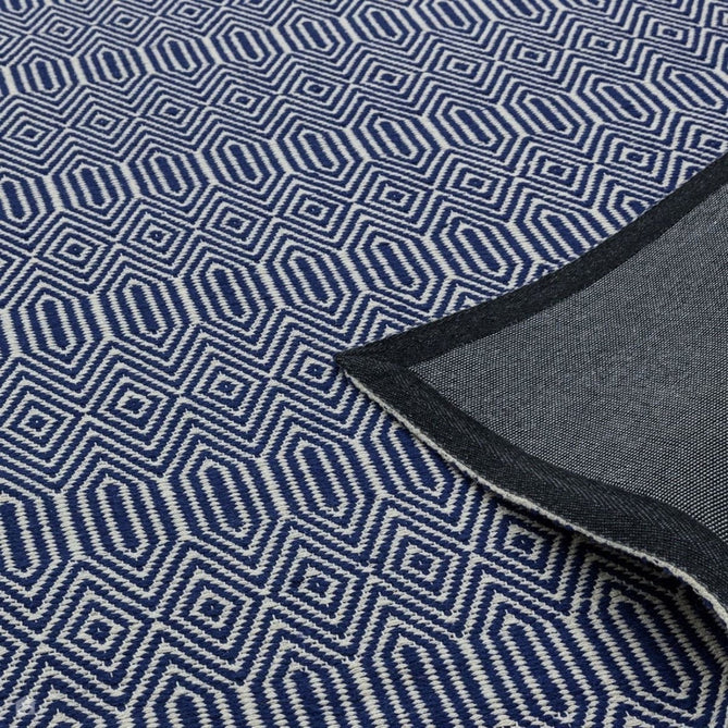 Sloan Modern Duo-Tone Geometric Diamond Hand-Woven Soft-Touch Durable Textured Wool & Cotton Blend Flatweave Blue/Cream Rug-Asiatic Carpets-Rug Love - The Most Loved Rug Store