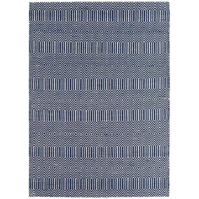 Sloan Modern Duo-Tone Geometric Diamond Hand-Woven Soft-Touch Durable Textured Wool & Cotton Blend Flatweave Blue/Cream Rug-Asiatic Carpets-Rug Love - The Most Loved Rug Store