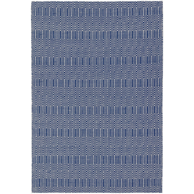 Sloan Modern Duo-Tone Geometric Diamond Hand-Woven Soft-Touch Durable Textured Wool & Cotton Blend Flatweave Blue/Cream Rug-Asiatic Carpets-Rug Love - The Most Loved Rug Store
