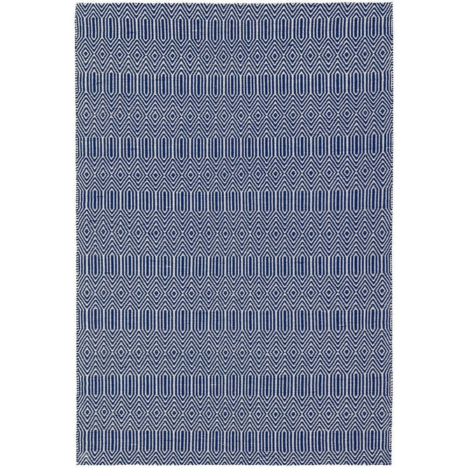 Sloan Modern Duo-Tone Geometric Diamond Hand-Woven Soft-Touch Durable Textured Wool & Cotton Blend Flatweave Blue/Cream Rug-Asiatic Carpets-Rug Love - The Most Loved Rug Store