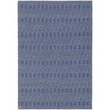 Sloan Modern Duo-Tone Geometric Diamond Hand-Woven Soft-Touch Durable Textured Wool & Cotton Blend Flatweave Blue/Cream Rug