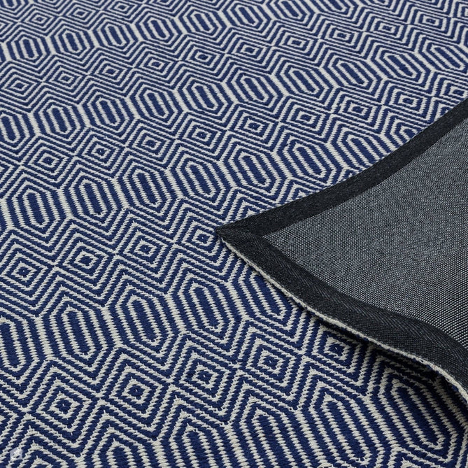 Sloan Modern Duo-Tone Geometric Diamond Hand-Woven Soft-Touch Durable Textured Wool & Cotton Blend Flatweave Blue/Cream Runner-Asiatic Carpets-Rug Love - The Most Loved Rug Store