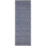 Sloan Modern Duo-Tone Geometric Diamond Hand-Woven Soft-Touch Durable Textured Wool & Cotton Blend Flatweave Blue/Cream Runner