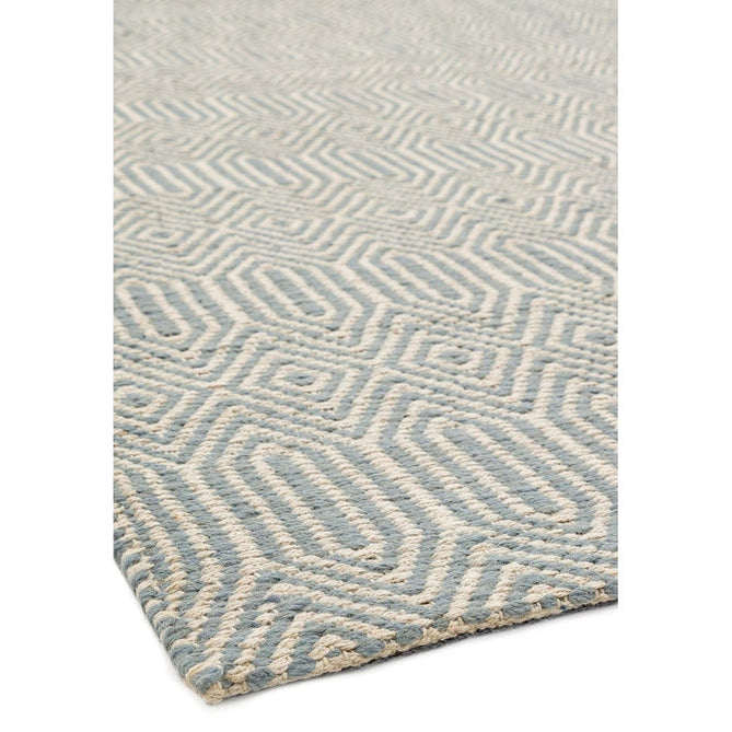 Sloan Modern Duo-Tone Geometric Diamond Hand-Woven Soft-Touch Durable Textured Wool & Cotton Blend Flatweave Duck Egg/Cream Rug-Asiatic Carpets-Rug Love - The Most Loved Rug Store