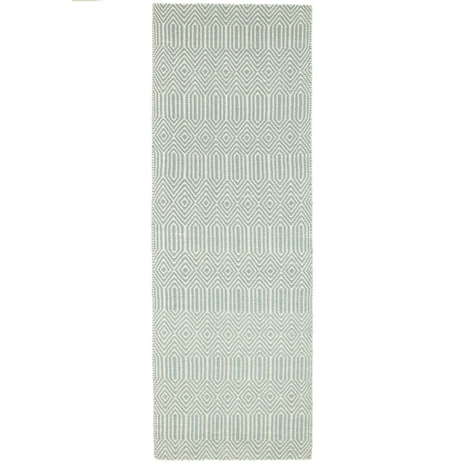 Sloan Modern Duo-Tone Geometric Diamond Hand-Woven Soft-Touch Durable Textured Wool & Cotton Blend Flatweave Duck Egg/Cream Rug-Asiatic Carpets-Rug Love - The Most Loved Rug Store