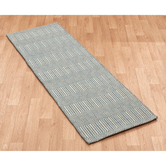Sloan Modern Duo-Tone Geometric Diamond Hand-Woven Soft-Touch Durable Textured Wool & Cotton Blend Flatweave Duck Egg/Cream Rug-Asiatic Carpets-Rug Love - The Most Loved Rug Store