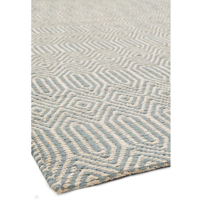 Sloan Modern Duo-Tone Geometric Diamond Hand-Woven Soft-Touch Durable Textured Wool & Cotton Blend Flatweave Duck Egg/Cream Rug-Asiatic Carpets-Rug Love - The Most Loved Rug Store