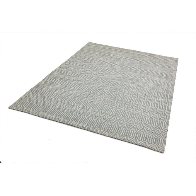 Sloan Modern Duo-Tone Geometric Diamond Hand-Woven Soft-Touch Durable Textured Wool & Cotton Blend Flatweave Duck Egg/Cream Rug-Asiatic Carpets-Rug Love - The Most Loved Rug Store
