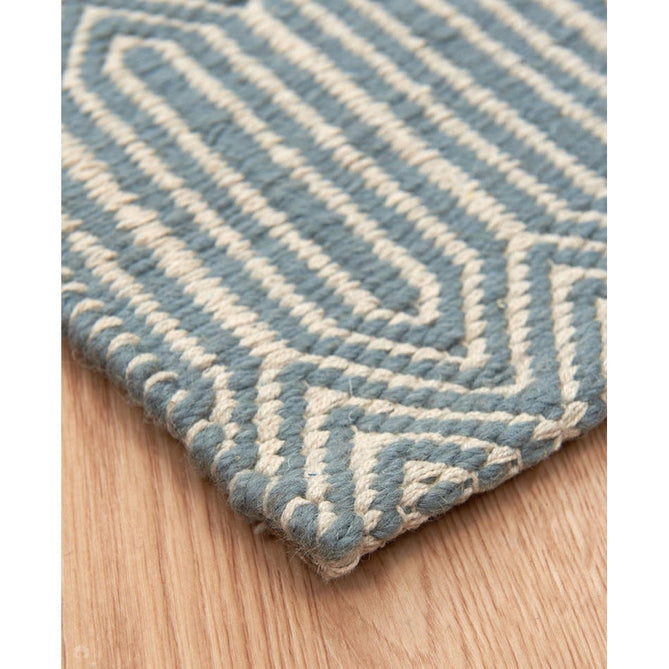 Sloan Modern Duo-Tone Geometric Diamond Hand-Woven Soft-Touch Durable Textured Wool & Cotton Blend Flatweave Duck Egg/Cream Rug-Asiatic Carpets-Rug Love - The Most Loved Rug Store