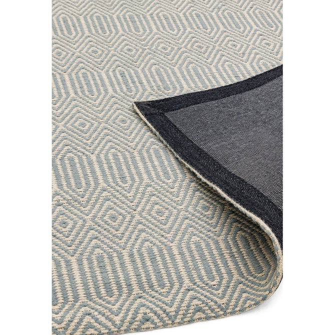 Sloan Modern Duo-Tone Geometric Diamond Hand-Woven Soft-Touch Durable Textured Wool & Cotton Blend Flatweave Duck Egg/Cream Runner-Asiatic Carpets-Rug Love - The Most Loved Rug Store