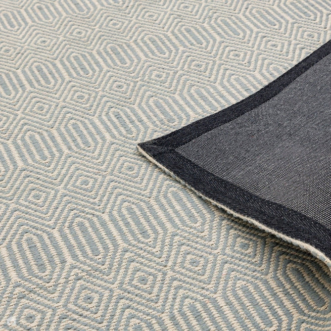 Sloan Modern Duo-Tone Geometric Diamond Hand-Woven Soft-Touch Durable Textured Wool & Cotton Blend Flatweave Duck Egg/Cream Runner-Asiatic Carpets-Rug Love - The Most Loved Rug Store