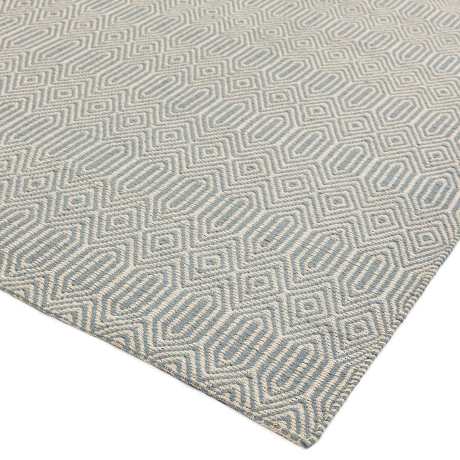 Sloan Modern Duo-Tone Geometric Diamond Hand-Woven Soft-Touch Durable Textured Wool & Cotton Blend Flatweave Duck Egg/Cream Runner-Asiatic Carpets-Rug Love - The Most Loved Rug Store
