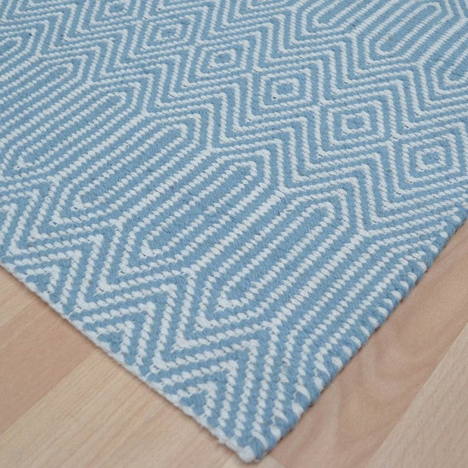 Sloan Modern Duo-Tone Geometric Diamond Hand-Woven Soft-Touch Durable Textured Wool & Cotton Blend Flatweave Duck Egg/Cream Runner-Asiatic Carpets-Rug Love - The Most Loved Rug Store