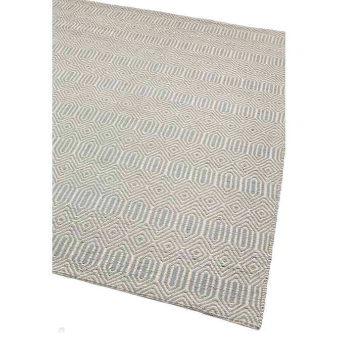 Sloan Modern Duo-Tone Geometric Diamond Hand-Woven Soft-Touch Durable Textured Wool & Cotton Blend Flatweave Duck Egg/Cream Runner-Asiatic Carpets-Rug Love - The Most Loved Rug Store