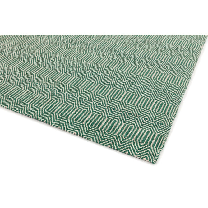 Sloan Modern Duo-Tone Geometric Diamond Hand-Woven Soft-Touch Durable Textured Wool & Cotton Blend Flatweave Green/Cream Rug-Asiatic Carpets-Rug Love - The Most Loved Rug Store