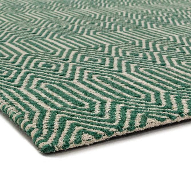 Sloan Modern Duo-Tone Geometric Diamond Hand-Woven Soft-Touch Durable Textured Wool & Cotton Blend Flatweave Green/Cream Rug-Asiatic Carpets-Rug Love - The Most Loved Rug Store