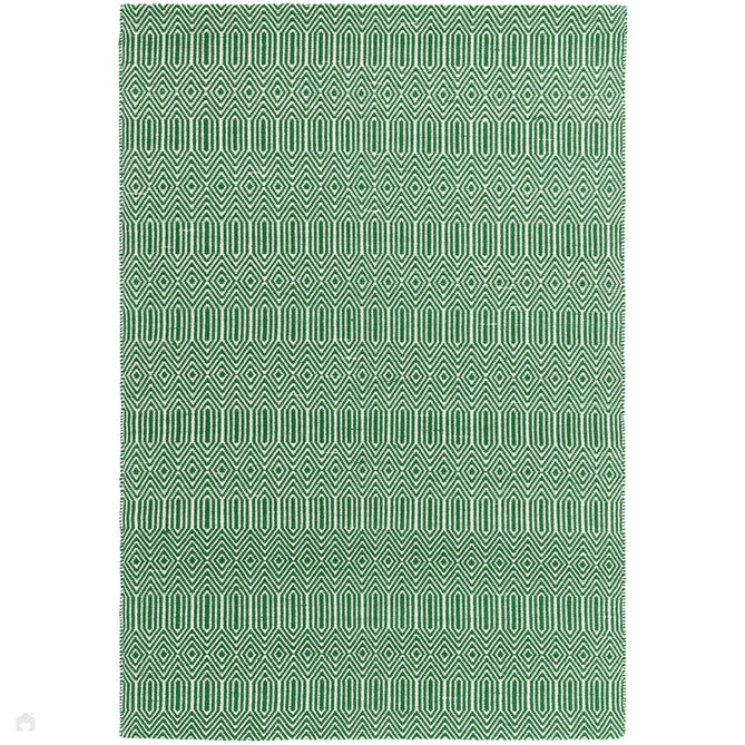 Sloan Modern Duo-Tone Geometric Diamond Hand-Woven Soft-Touch Durable Textured Wool & Cotton Blend Flatweave Green/Cream Rug-Asiatic Carpets-Rug Love - The Most Loved Rug Store