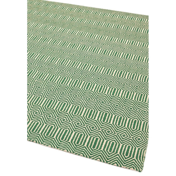 Sloan Modern Duo-Tone Geometric Diamond Hand-Woven Soft-Touch Durable Textured Wool & Cotton Blend Flatweave Green/Cream Rug-Asiatic Carpets-Rug Love - The Most Loved Rug Store