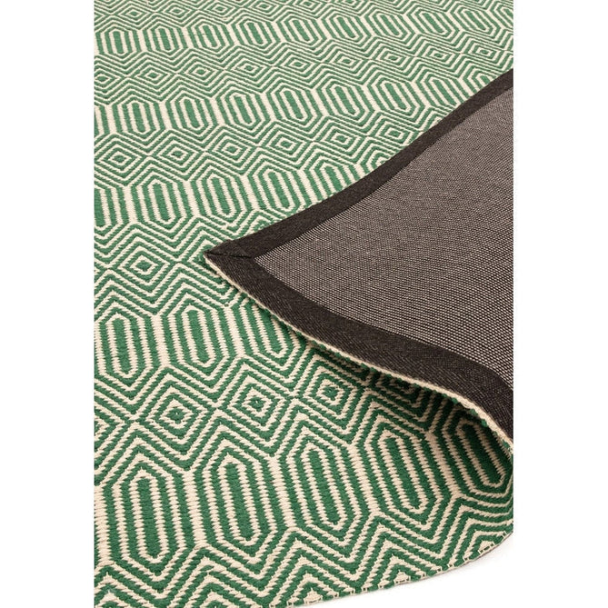 Sloan Modern Duo-Tone Geometric Diamond Hand-Woven Soft-Touch Durable Textured Wool & Cotton Blend Flatweave Green/Cream Rug-Asiatic Carpets-Rug Love - The Most Loved Rug Store