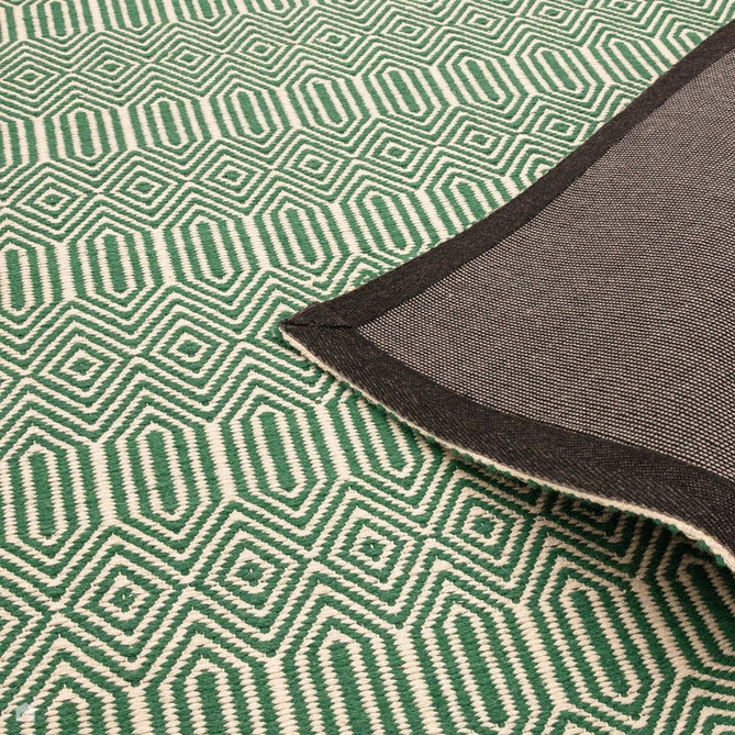 Sloan Modern Duo-Tone Geometric Diamond Hand-Woven Soft-Touch Durable Textured Wool & Cotton Blend Flatweave Green/Cream Runner-Asiatic Carpets-Rug Love - The Most Loved Rug Store
