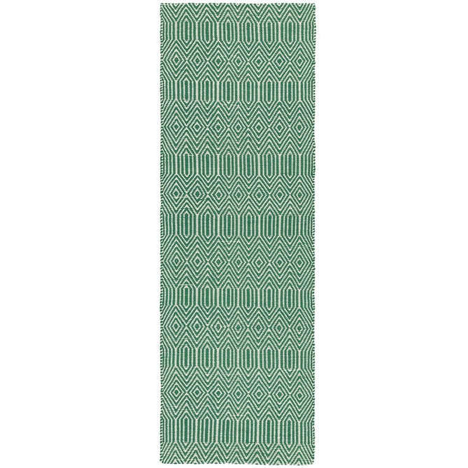 Sloan Modern Duo-Tone Geometric Diamond Hand-Woven Soft-Touch Durable Textured Wool & Cotton Blend Flatweave Green/Cream Runner-Asiatic Carpets-Rug Love - The Most Loved Rug Store