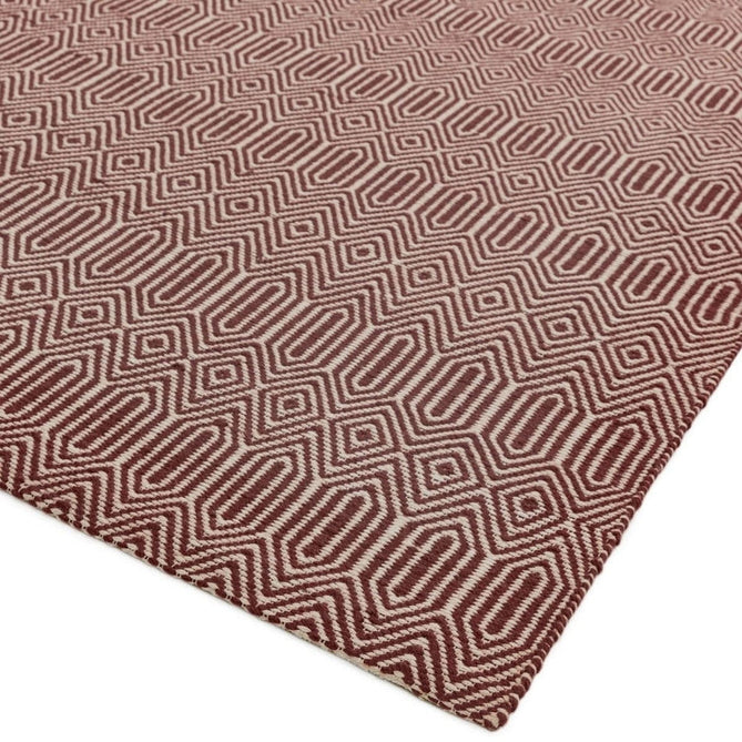 Sloan Modern Duo-Tone Geometric Diamond Hand-Woven Soft-Touch Durable Textured Wool & Cotton Blend Flatweave Marsala Red/Cream Rug-Asiatic Carpets-Rug Love - The Most Loved Rug Store
