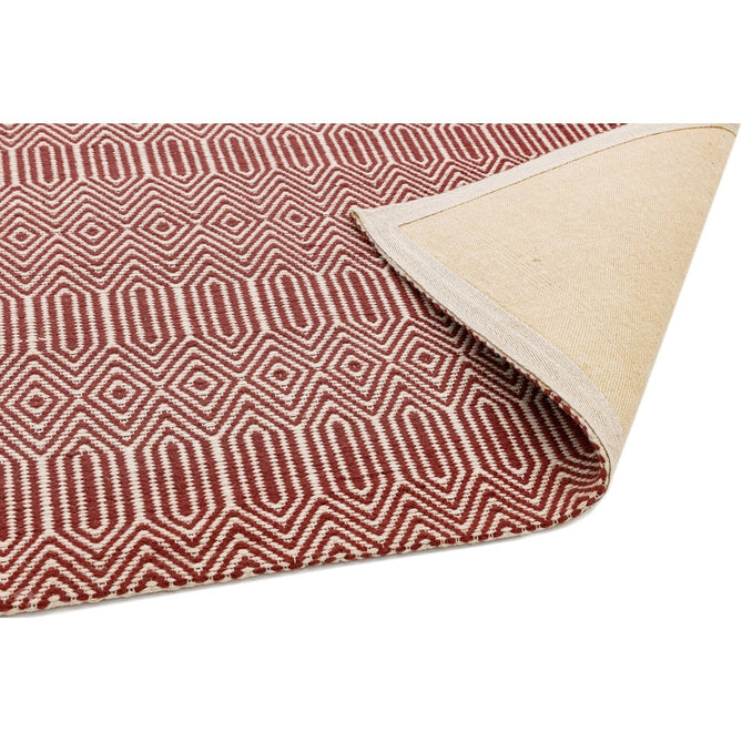 Sloan Modern Duo-Tone Geometric Diamond Hand-Woven Soft-Touch Durable Textured Wool & Cotton Blend Flatweave Marsala Red/Cream Rug-Asiatic Carpets-Rug Love - The Most Loved Rug Store
