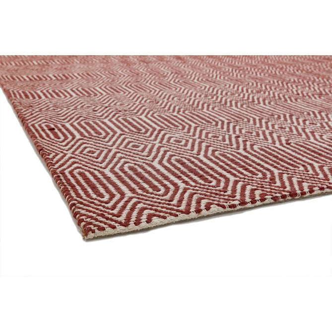 Sloan Modern Duo-Tone Geometric Diamond Hand-Woven Soft-Touch Durable Textured Wool & Cotton Blend Flatweave Marsala Red/Cream Rug-Asiatic Carpets-Rug Love - The Most Loved Rug Store