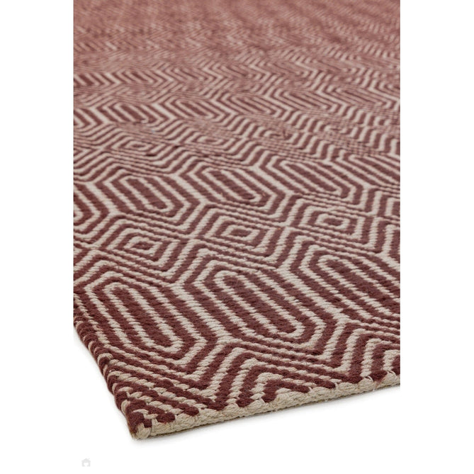 Sloan Modern Duo-Tone Geometric Diamond Hand-Woven Soft-Touch Durable Textured Wool & Cotton Blend Flatweave Marsala Red/Cream Rug-Asiatic Carpets-Rug Love - The Most Loved Rug Store