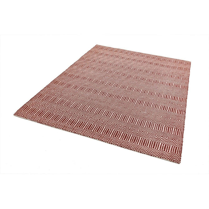 Sloan Modern Duo-Tone Geometric Diamond Hand-Woven Soft-Touch Durable Textured Wool & Cotton Blend Flatweave Marsala Red/Cream Rug-Asiatic Carpets-Rug Love - The Most Loved Rug Store