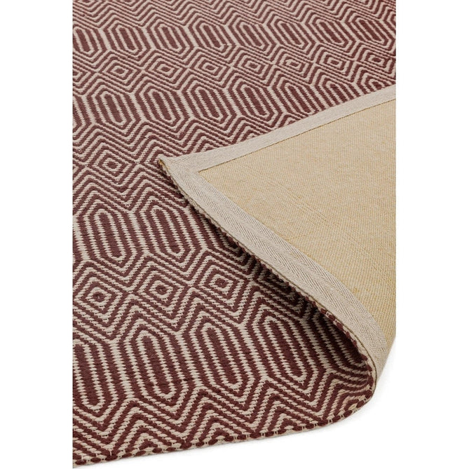 Sloan Modern Duo-Tone Geometric Diamond Hand-Woven Soft-Touch Durable Textured Wool & Cotton Blend Flatweave Marsala Red/Cream Rug-Asiatic Carpets-Rug Love - The Most Loved Rug Store