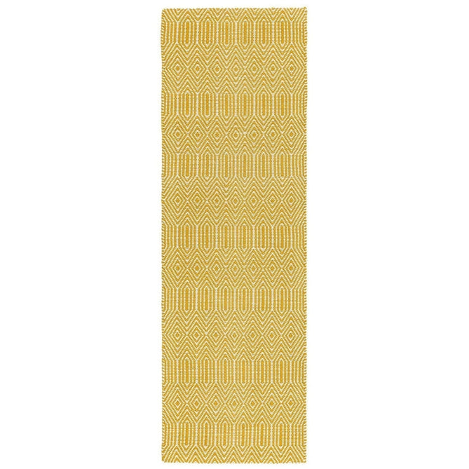 Sloan Modern Duo-Tone Geometric Diamond Hand-Woven Soft-Touch Durable Textured Wool & Cotton Blend Flatweave Mustard/Cream Rug-Asiatic Carpets-Rug Love - The Most Loved Rug Store