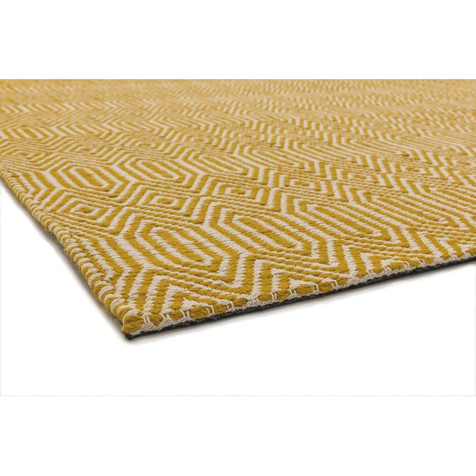 Sloan Modern Duo-Tone Geometric Diamond Hand-Woven Soft-Touch Durable Textured Wool & Cotton Blend Flatweave Mustard/Cream Rug-Asiatic Carpets-Rug Love - The Most Loved Rug Store