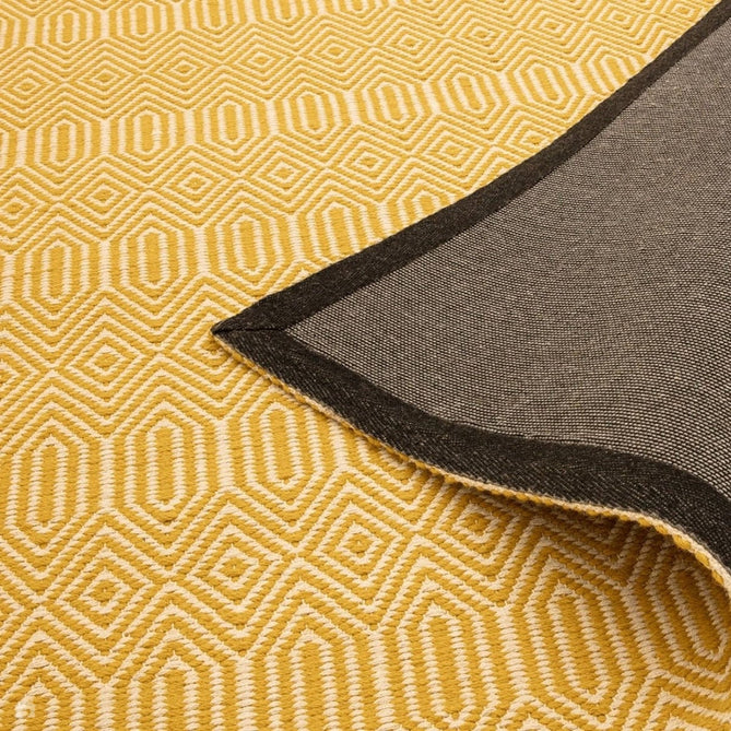Sloan Modern Duo-Tone Geometric Diamond Hand-Woven Soft-Touch Durable Textured Wool & Cotton Blend Flatweave Mustard/Cream Rug-Asiatic Carpets-Rug Love - The Most Loved Rug Store