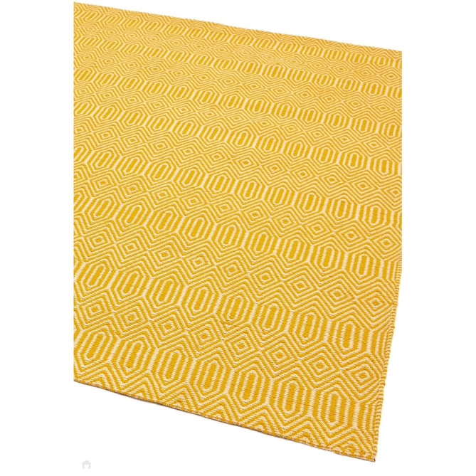 Sloan Modern Duo-Tone Geometric Diamond Hand-Woven Soft-Touch Durable Textured Wool & Cotton Blend Flatweave Mustard/Cream Rug-Asiatic Carpets-Rug Love - The Most Loved Rug Store