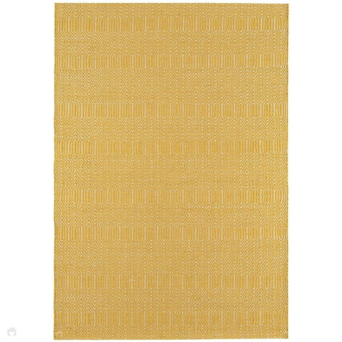 Sloan Modern Duo-Tone Geometric Diamond Hand-Woven Soft-Touch Durable Textured Wool & Cotton Blend Flatweave Mustard/Cream Rug-Asiatic Carpets-Rug Love - The Most Loved Rug Store