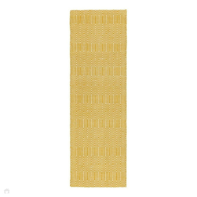 Sloan Modern Duo-Tone Geometric Diamond Hand-Woven Soft-Touch Durable Textured Wool & Cotton Blend Flatweave Mustard/Cream Rug-Asiatic Carpets-Rug Love - The Most Loved Rug Store