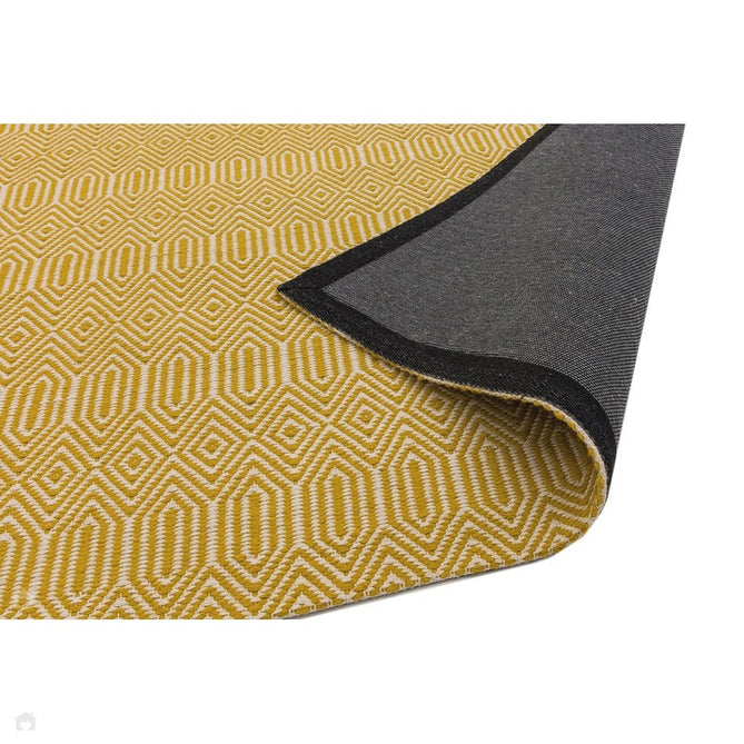 Sloan Modern Duo-Tone Geometric Diamond Hand-Woven Soft-Touch Durable Textured Wool & Cotton Blend Flatweave Mustard/Cream Rug-Asiatic Carpets-Rug Love - The Most Loved Rug Store