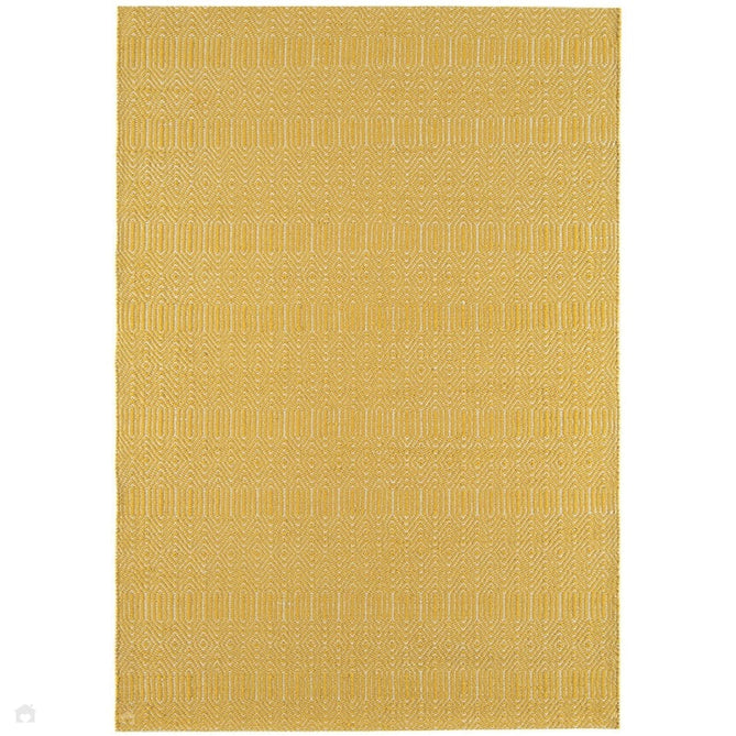 Sloan Modern Duo-Tone Geometric Diamond Hand-Woven Soft-Touch Durable Textured Wool & Cotton Blend Flatweave Mustard/Cream Rug-Asiatic Carpets-Rug Love - The Most Loved Rug Store