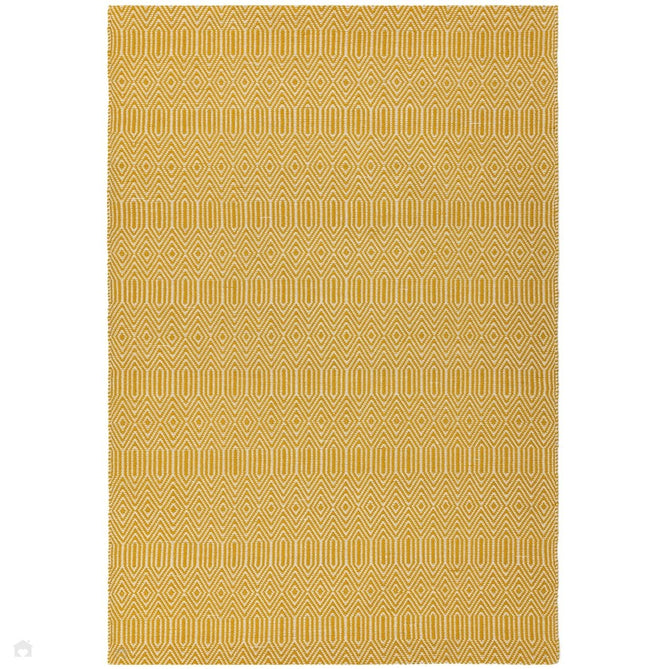Sloan Modern Duo-Tone Geometric Diamond Hand-Woven Soft-Touch Durable Textured Wool & Cotton Blend Flatweave Mustard/Cream Rug-Asiatic Carpets-Rug Love - The Most Loved Rug Store