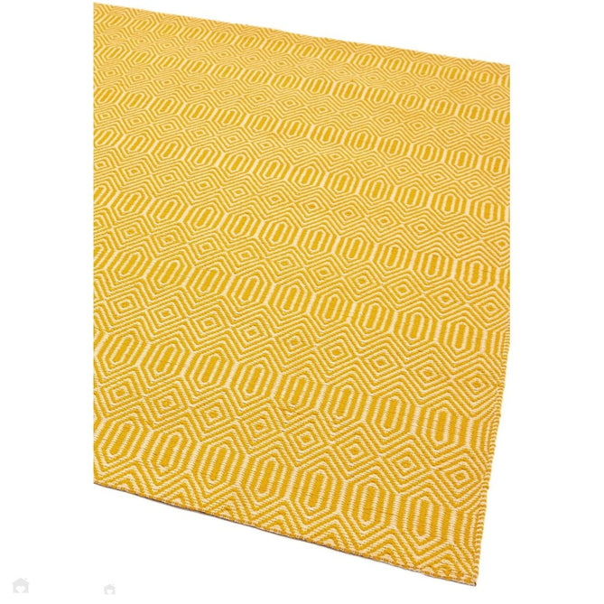 Sloan Modern Duo-Tone Geometric Diamond Hand-Woven Soft-Touch Durable Textured Wool & Cotton Blend Flatweave Mustard/Cream Rug-Asiatic Carpets-Rug Love - The Most Loved Rug Store