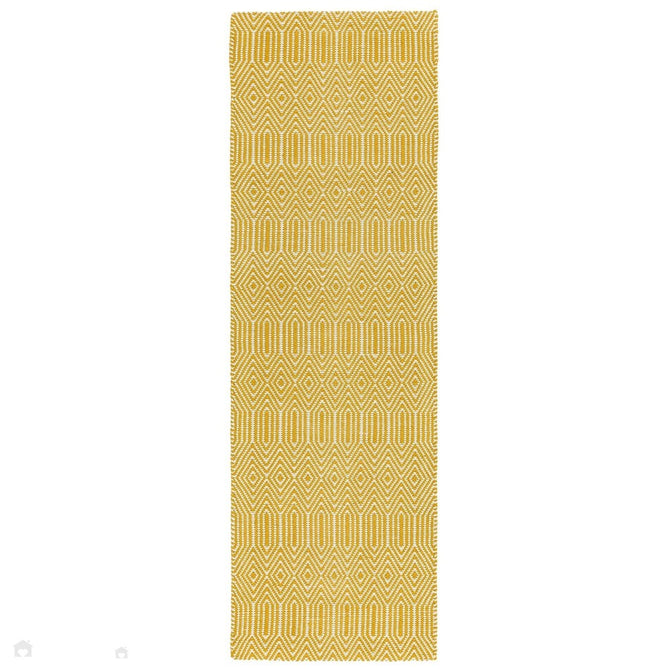 Sloan Modern Duo-Tone Geometric Diamond Hand-Woven Soft-Touch Durable Textured Wool & Cotton Blend Flatweave Mustard/Cream Rug-Asiatic Carpets-Rug Love - The Most Loved Rug Store