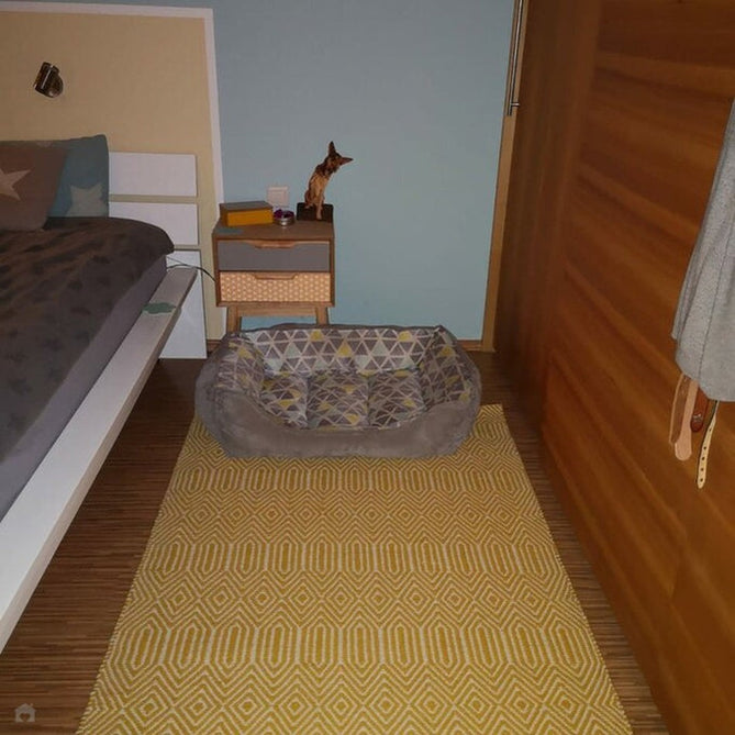 Sloan Modern Duo-Tone Geometric Diamond Hand-Woven Soft-Touch Durable Textured Wool & Cotton Blend Flatweave Mustard/Cream Rug-Asiatic Carpets-Rug Love - The Most Loved Rug Store