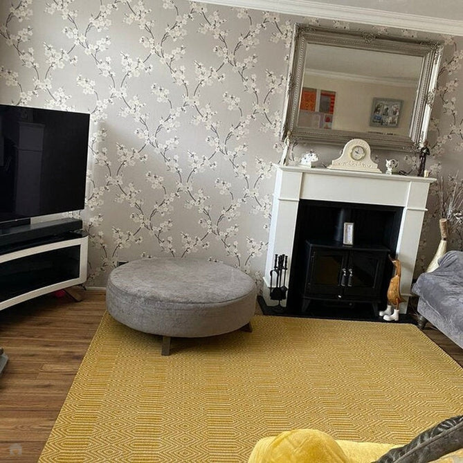 Sloan Modern Duo-Tone Geometric Diamond Hand-Woven Soft-Touch Durable Textured Wool & Cotton Blend Flatweave Mustard/Cream Rug-Asiatic Carpets-Rug Love - The Most Loved Rug Store