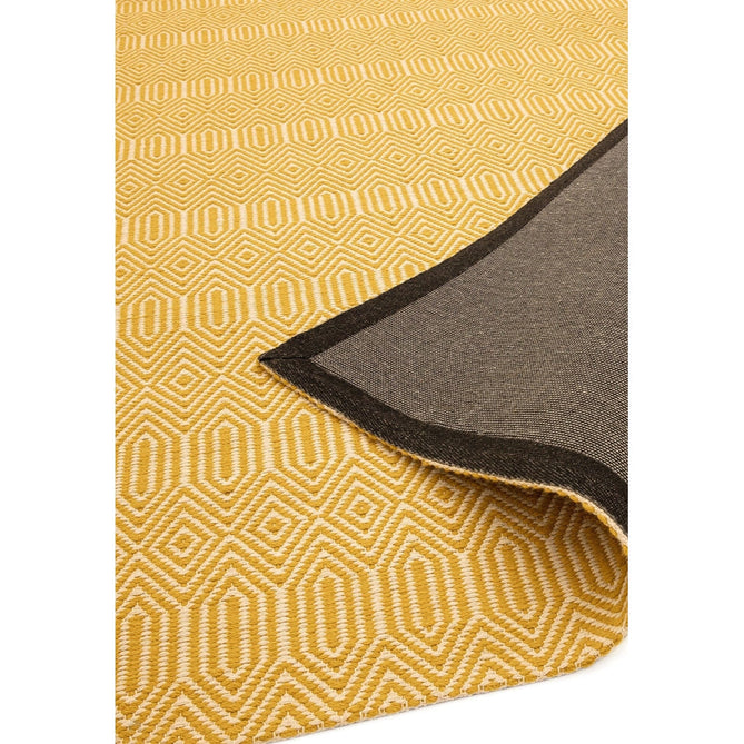 Sloan Modern Duo-Tone Geometric Diamond Hand-Woven Soft-Touch Durable Textured Wool & Cotton Blend Flatweave Mustard/Cream Runner-Asiatic Carpets-Rug Love - The Most Loved Rug Store