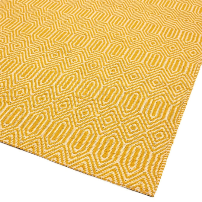 Sloan Modern Duo-Tone Geometric Diamond Hand-Woven Soft-Touch Durable Textured Wool & Cotton Blend Flatweave Mustard/Cream Runner-Asiatic Carpets-Rug Love - The Most Loved Rug Store